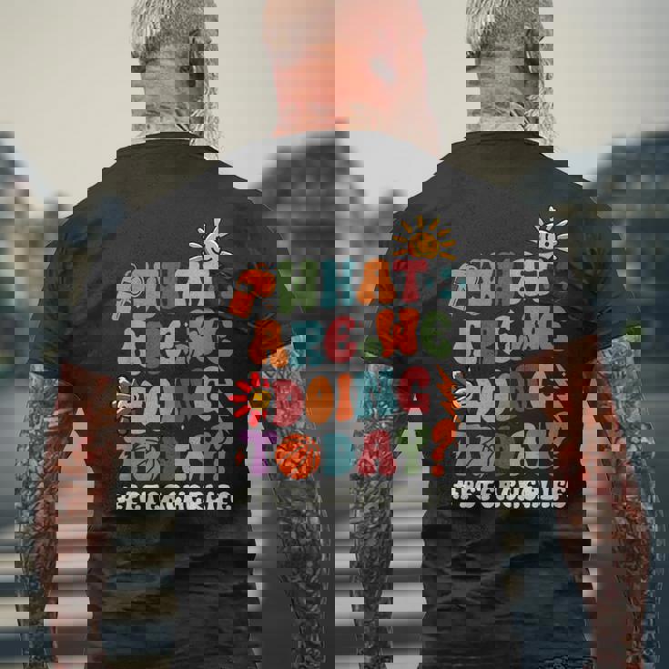 今日何をしているのか Pe先生 体育 メンズTシャツ バックプリント 高齢者への贈り物