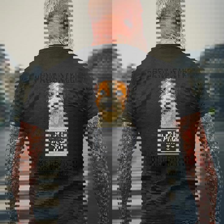 個人ストーカー 犬 ジャック・ラッセル・テリア I Will Follow You メンズTシャツ バックプリント 高齢者への贈り物