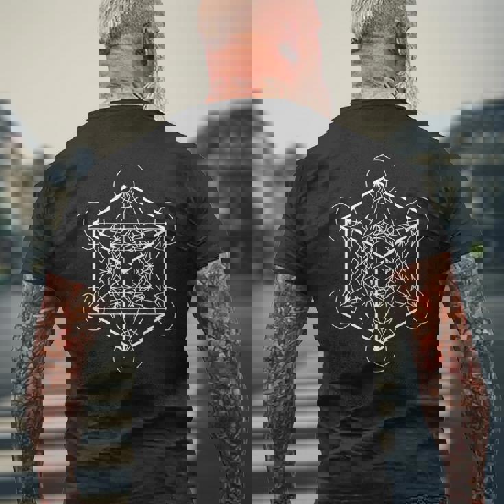 六面体 プラトニックソリッド 神聖幾何学 長袖tシャツ メンズTシャツ バックプリント 高齢者への贈り物