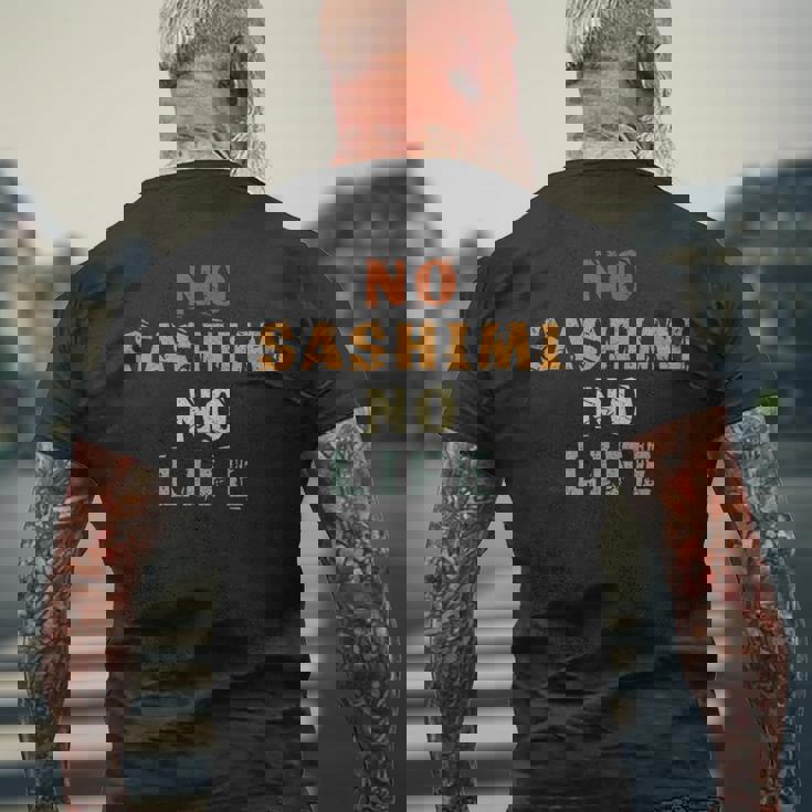 刺身なし 生涯恋人 扇子 ヴィンテージ 寿司 和 おたく メンズTシャツ バックプリント 高齢者への贈り物