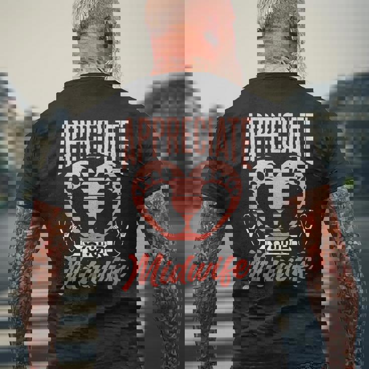 助産師に感謝する 格言集 助産 助産師 仕事 メンズTシャツ バックプリント 高齢者への贈り物