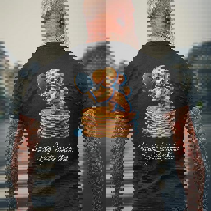 卓球 トイプードル スイーツ パンケーキ 面白い アートデザイン 可愛い おしゃれ 動物 英字 スポーツ 長袖tシャツ メンズTシャツ バックプリント 高齢者への贈り物