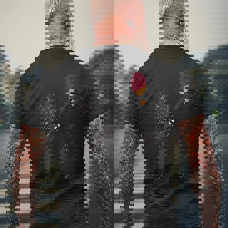 卓球黒猫ピンポン服 猫ピンポン メンズTシャツ バックプリント 高齢者への贈り物