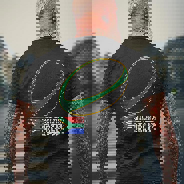 南アフリカラグビー南アフリカ国旗 メンズTシャツ バックプリント 高齢者への贈り物