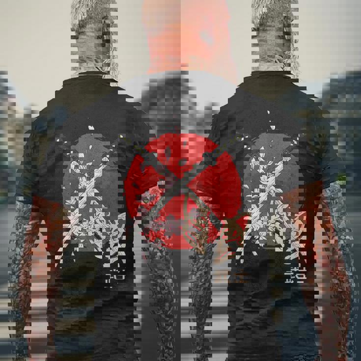 古代日本の桜 侍刀 メンズTシャツ バックプリント 高齢者への贈り物