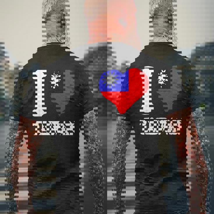 台湾の誇り 台湾のルーツ I Love Taiwan 台湾国旗 メンズTシャツ バックプリント 高齢者への贈り物