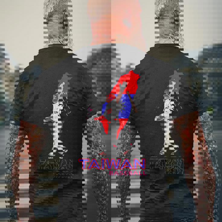 台湾野球ファン アジアリーグ台湾国旗マップアートギフト メンズTシャツ バックプリント 高齢者への贈り物