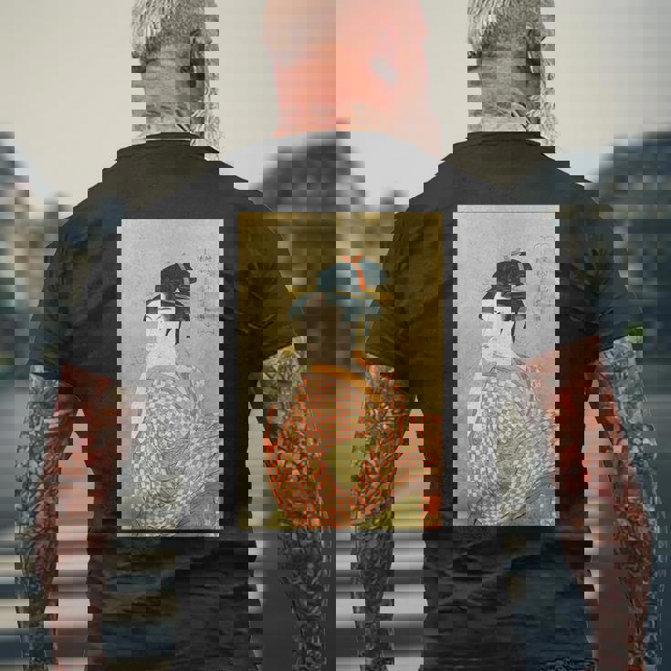 喜多川歌麿「婦女人相十品 ポペンを吹く娘」 メンズTシャツ バックプリント 高齢者への贈り物