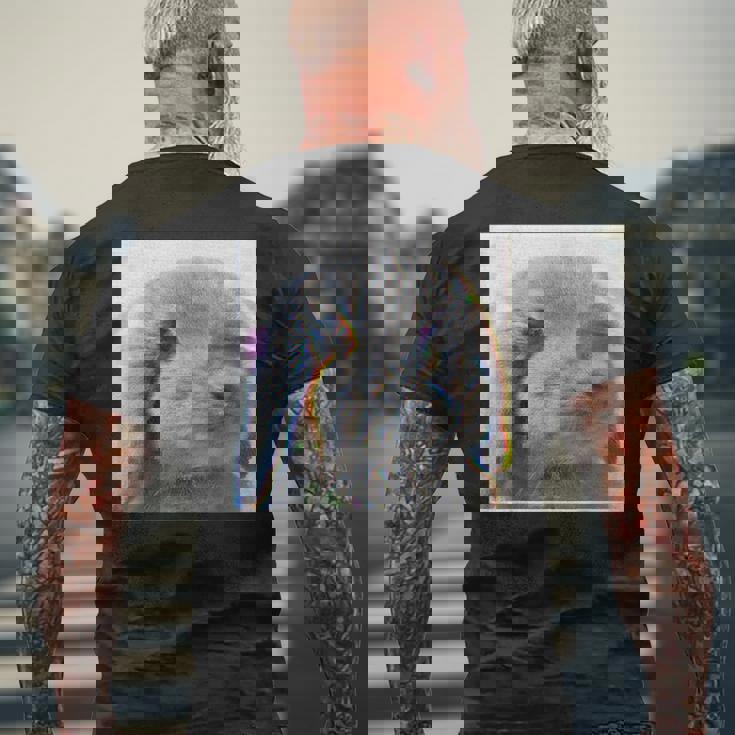 垂れ耳うさぎのレトロ写真 メンズTシャツ バックプリント 高齢者への贈り物