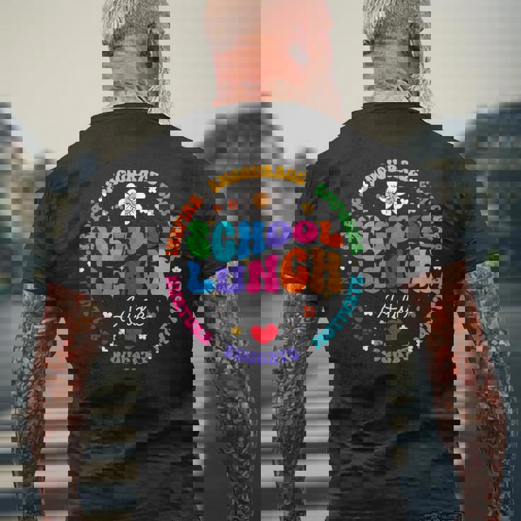 学校給食補佐官 フードサービスクルーヘルパースクワッド メンズTシャツ バックプリント 高齢者への贈り物