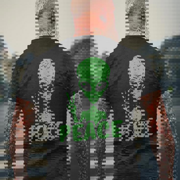 宇宙人 平和 Ufo 変な宇宙人 メンズTシャツ バックプリント 高齢者への贈り物