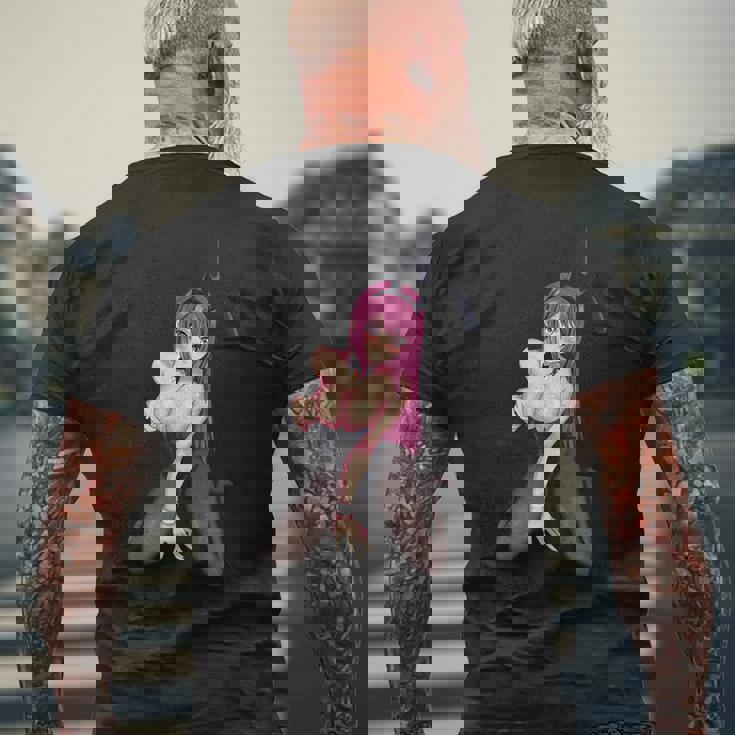 完璧なかわいい日本のアニメとマンガのカワイイバニーガール メンズTシャツ バックプリント 高齢者への贈り物