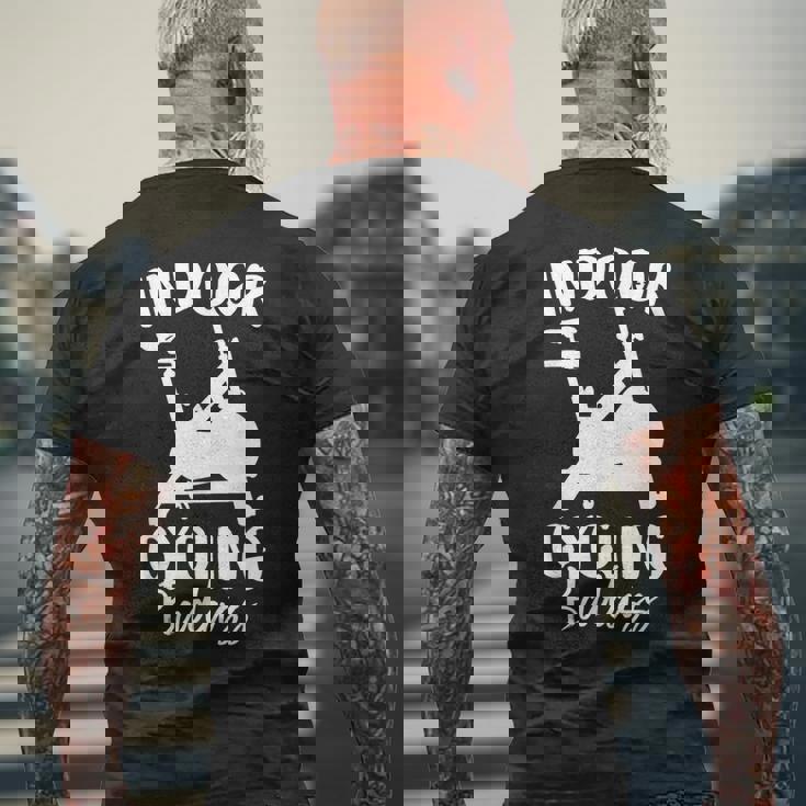 屋内 サイクリング スピンバイク 有酸素運動 ジム ワークアウト 面白い スピン クラス メンズTシャツ バックプリント 高齢者への贈り物