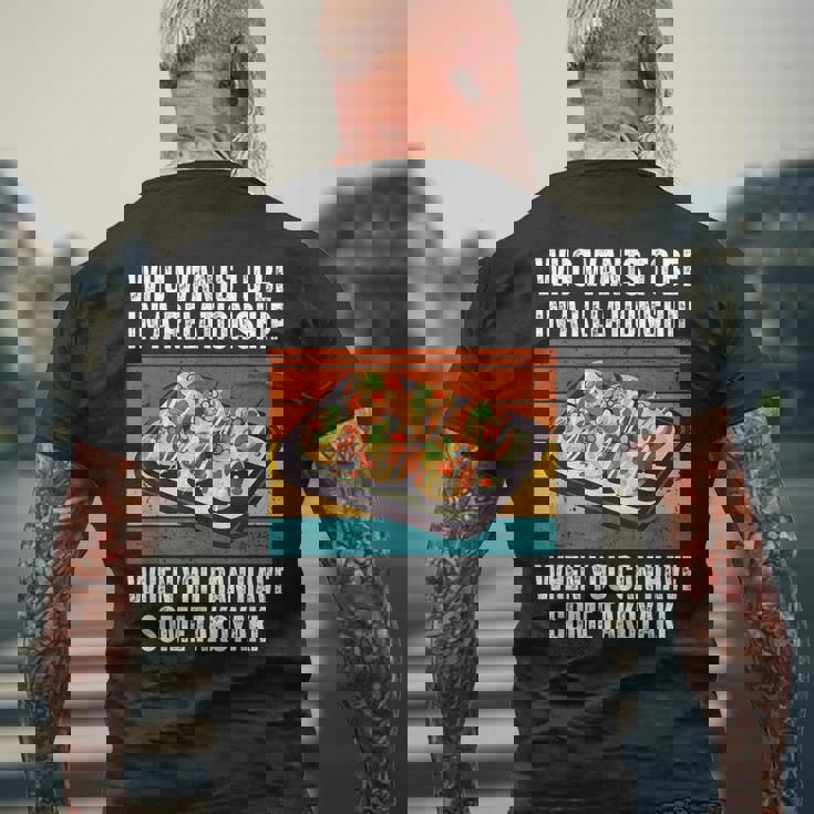 恋愛をしたいヴィンテージ可愛いたこ焼き メンズTシャツ バックプリント 高齢者への贈り物