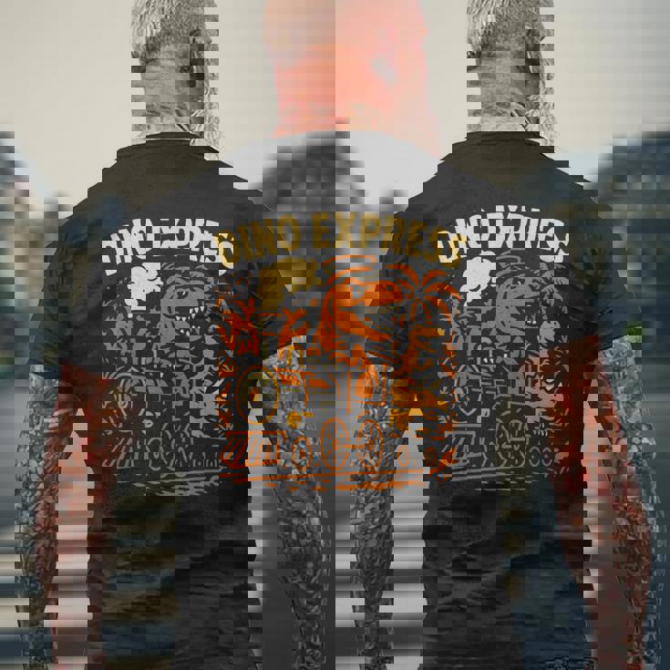 恐竜 エクスプレス 漫画 電車 恐竜 男の子 メンズTシャツ バックプリント 高齢者への贈り物