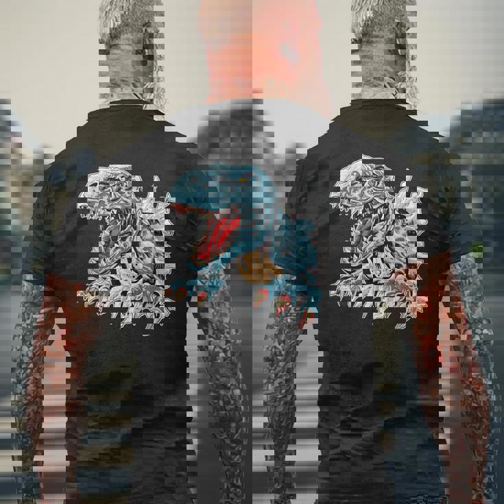 恐竜 おもしろ デフォルメ イラスト メンズTシャツ バックプリント 高齢者への贈り物