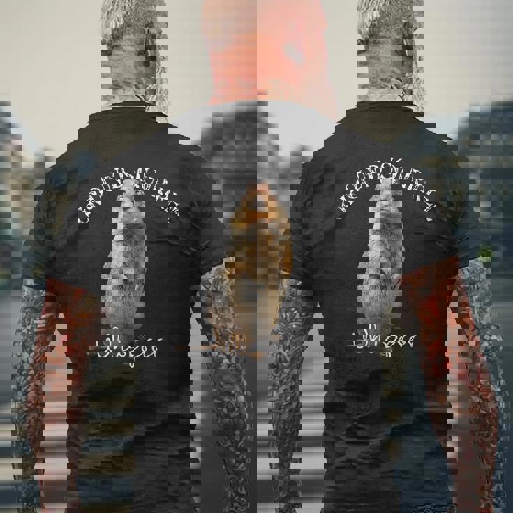 愉快なグラウンドリスウィスパーラー ギフト プレーリー ドッグ リス メンズTシャツ バックプリント 高齢者への贈り物