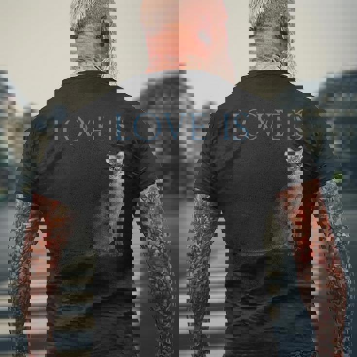 愛はアビシニアンキャット メンズTシャツ バックプリント 高齢者への贈り物