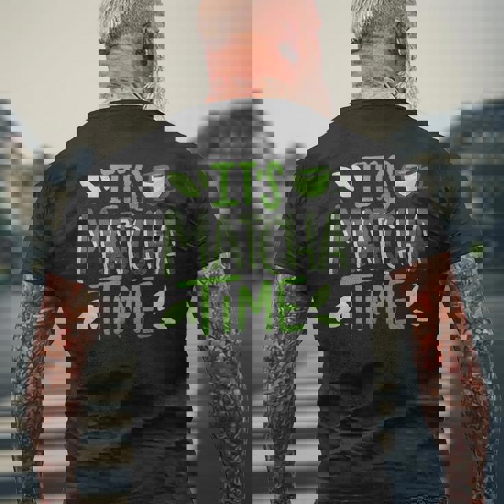 抹茶タイム おいしい日本の抹茶 メンズTシャツ バックプリント 高齢者への贈り物