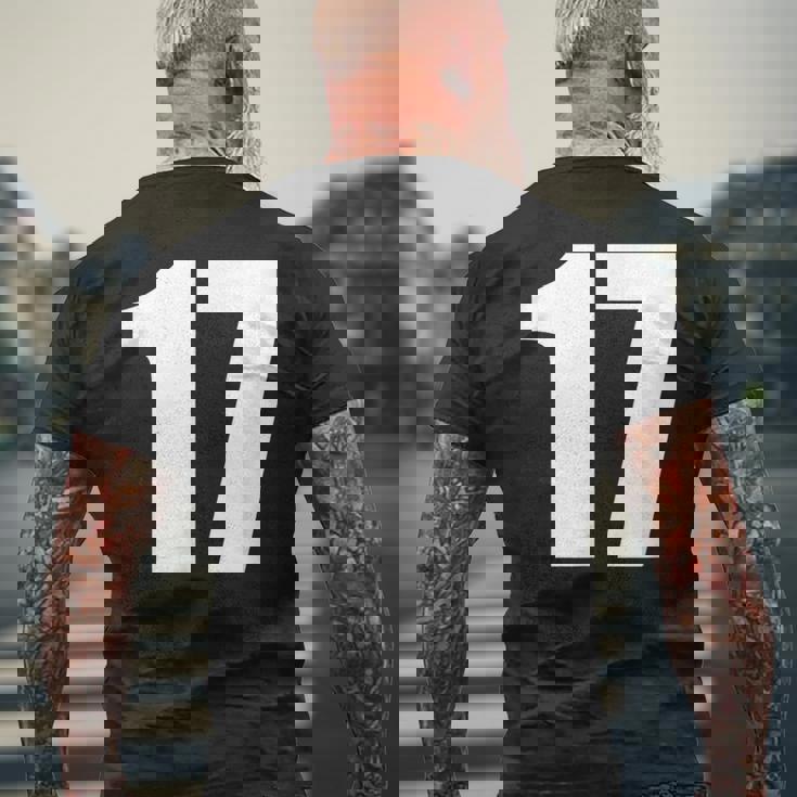 数字 セブンティーン数字 17 プレーンホワイト数字 メンズTシャツ バックプリント 高齢者への贈り物