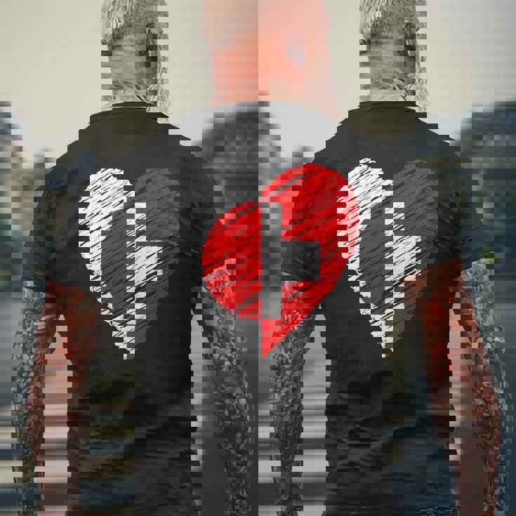 日本 スイス ハート 日本国旗 スイス国旗 ハート 長袖tシャツ メンズTシャツ バックプリント 高齢者への贈り物