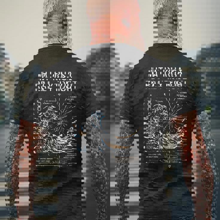 日本 大波動物理学 北斎 水 動き 数学 科学 長袖tシャツ メンズTシャツ バックプリント 高齢者への贈り物