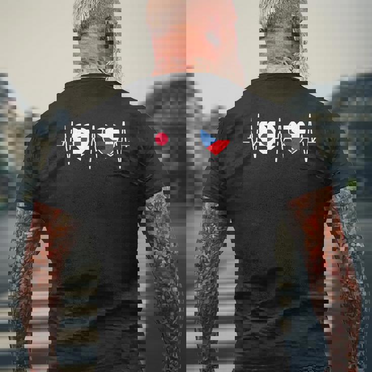 日本とチェコ チェコ共和国の国旗 メンズTシャツ バックプリント 高齢者への贈り物