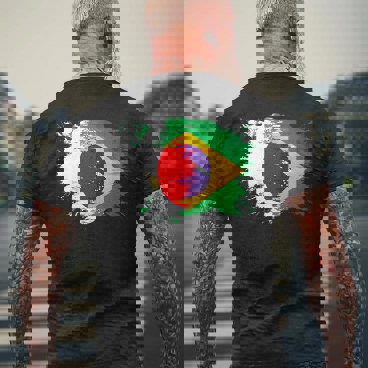 日本とブラジルのdnaヘリテージフラッグ 長袖tシャツ メンズTシャツ バックプリント 高齢者への贈り物