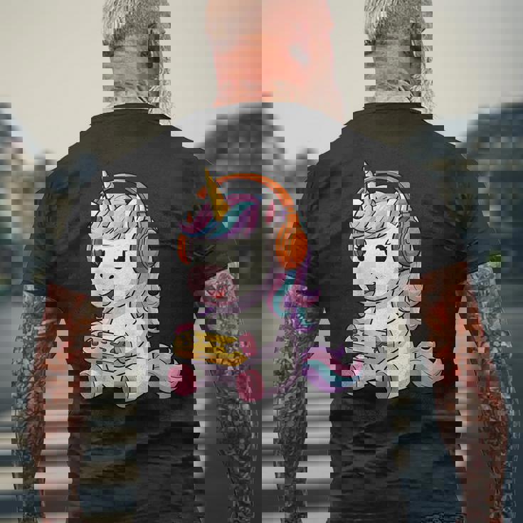 日本のユニコーン ゲーマー ヴィンテージ ゲーム レトロ ビデオゲーム メンズTシャツ バックプリント 高齢者への贈り物