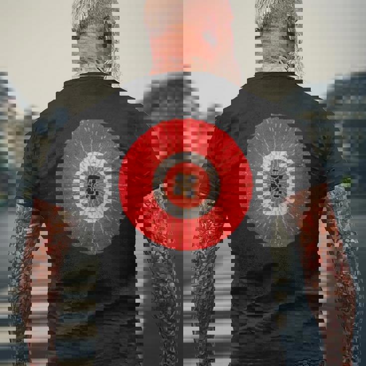 日本の伝統柄紅白傘 メンズTシャツ バックプリント 高齢者への贈り物