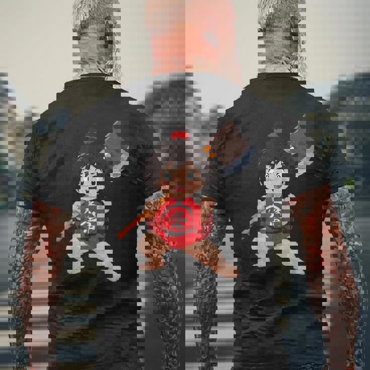 日本の民俗 金太郎 メンズTシャツ バックプリント 高齢者への贈り物