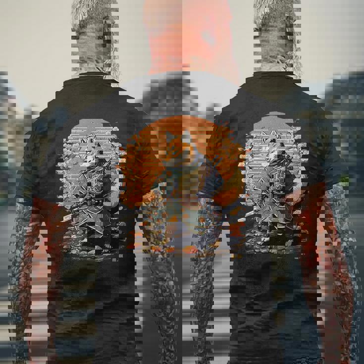 日本アート 柴犬 忍者 浮世絵 アニメ風 侍犬 メンズTシャツ バックプリント 高齢者への贈り物