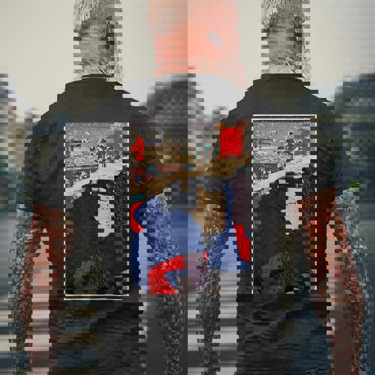 日本レトロアート 宮本武蔵 歌川国芳作 メンズTシャツ バックプリント 高齢者への贈り物