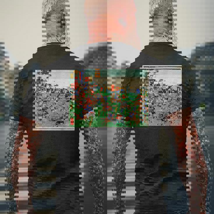 日本レトロアート 歌川国吉 2陸軍の戦い メンズTシャツ バックプリント 高齢者への贈り物