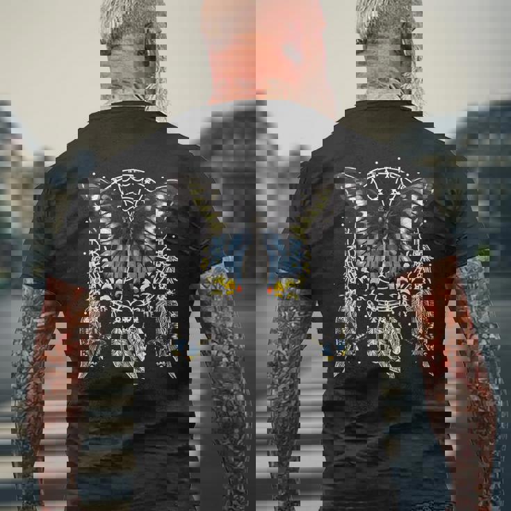 昆虫学者 蝶 昆虫 蝶 黒アゲハチョウ メンズTシャツ バックプリント 高齢者への贈り物