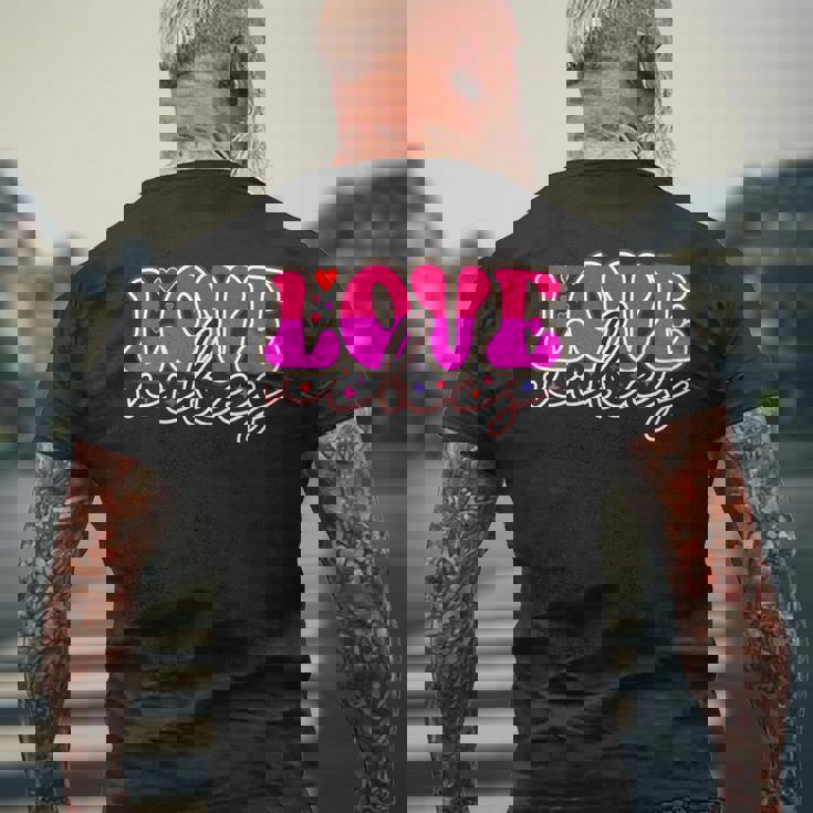 明るいピンク Loveibes ハート ネオンエナジー 長袖tシャツ メンズTシャツ バックプリント 高齢者への贈り物