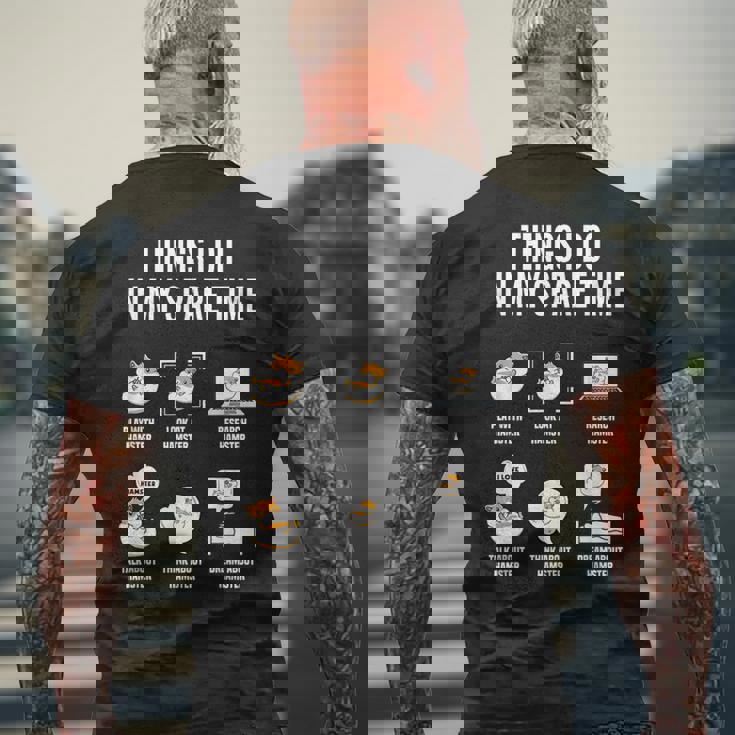 暇なときにすることハムスターおもしろいハムスター好き メンズTシャツ バックプリント 高齢者への贈り物