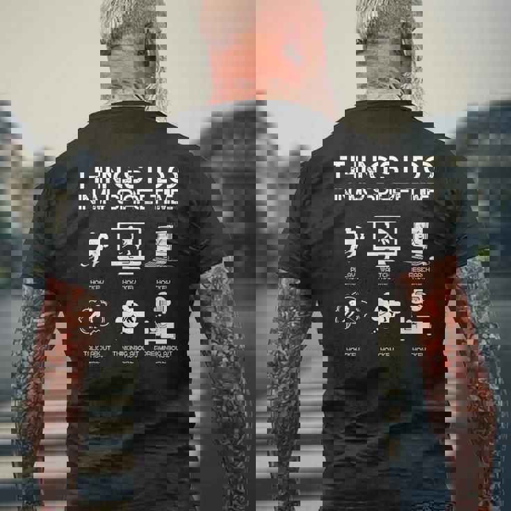 暇なときにすること面白いホッケー愛好家 メンズTシャツ バックプリント 高齢者への贈り物