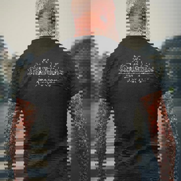 東京スカイラインジャパン 富士山 ランドマーク スカイツリー 東京タワー メンズTシャツ バックプリント 高齢者への贈り物