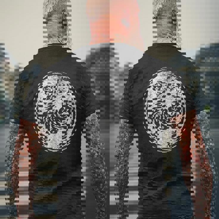 松かん 空手風シンボル 武道訓練 虎 メンズTシャツ バックプリント 高齢者への贈り物