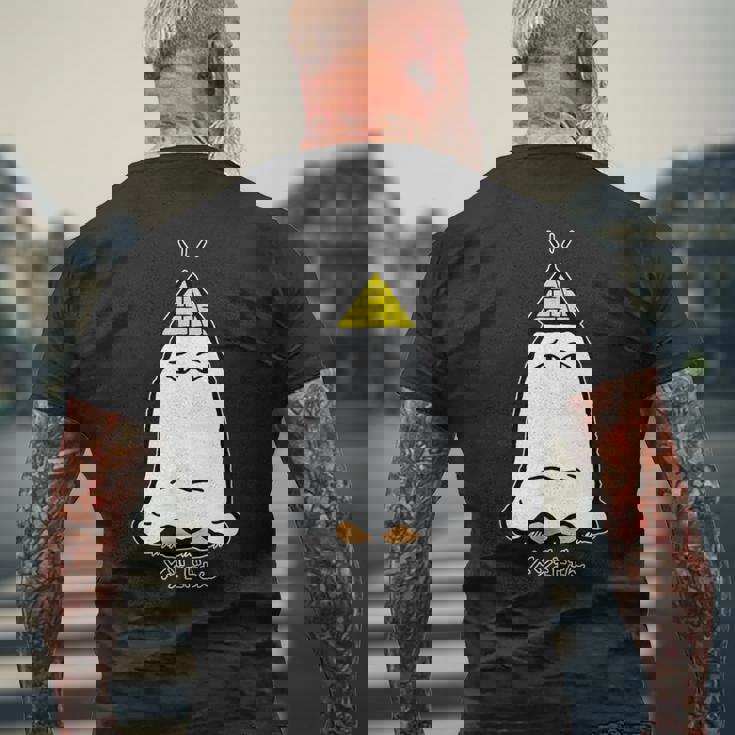 正座するメジェドさん メンズTシャツ バックプリント 高齢者への贈り物