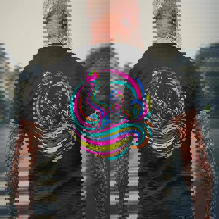 水球選手 スチームウェーブ メンズTシャツ バックプリント 高齢者への贈り物