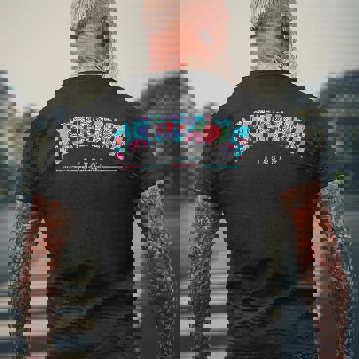 沖縄島 日本 うちなあんちゅう 琉球備形 沖縄紅型びんがた メンズTシャツ バックプリント 高齢者への贈り物