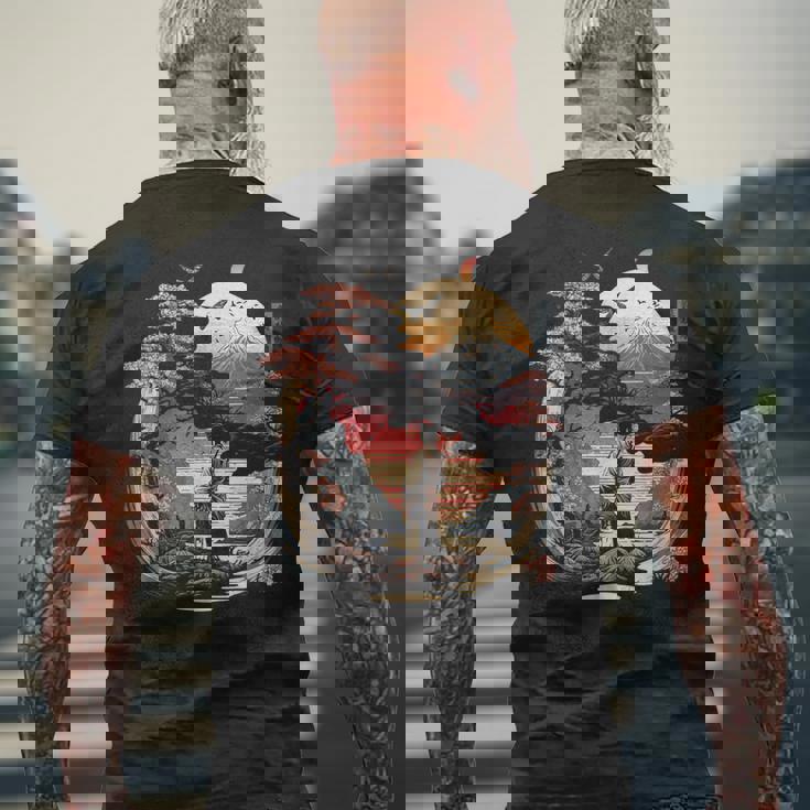 浮世絵 アート 神奈川 ヴィンテージ 和 タトゥー アート グラフィック メンズTシャツ バックプリント 高齢者への贈り物