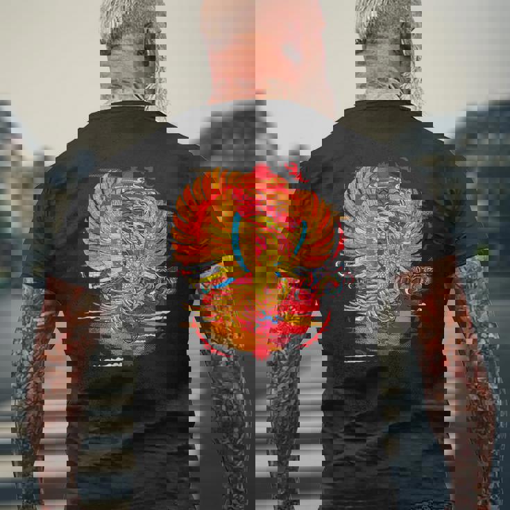 浮世絵シリーズ 和ポップ 鳳凰 メンズTシャツ バックプリント 高齢者への贈り物