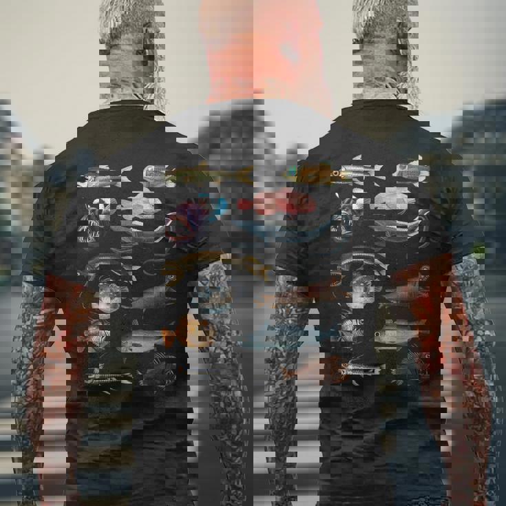 深海魚 海洋生物学・海洋科学教育 メンズTシャツ バックプリント 高齢者への贈り物