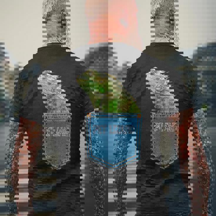 爬虫類 トカゲ ポケット ペット トカゲ イグアナ メンズTシャツ バックプリント 高齢者への贈り物