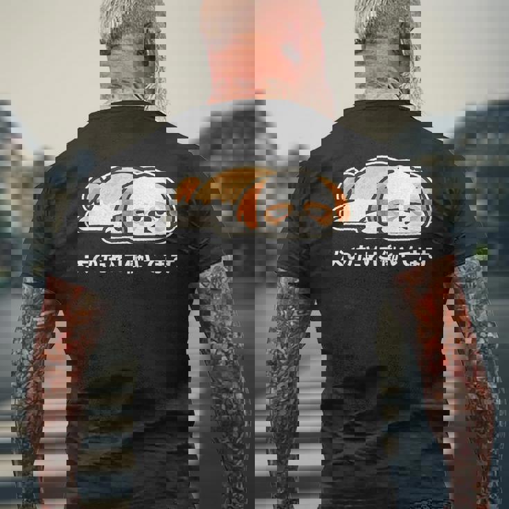 犬のために働いてます シーズー ゆるかわ犬イラスト メンズTシャツ バックプリント 高齢者への贈り物