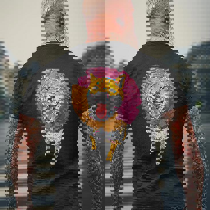 犬ドーナツシリーズ 柴犬 メンズTシャツ バックプリント 高齢者への贈り物