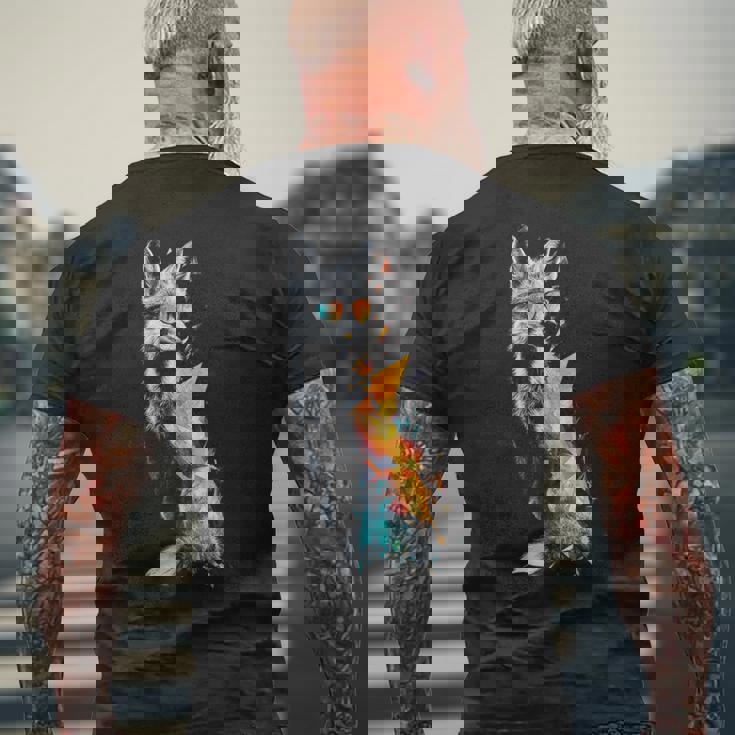 狐 長袖tシャツ メンズTシャツ バックプリント 高齢者への贈り物